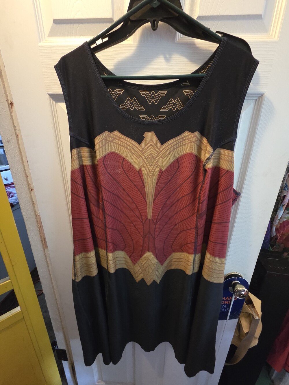 Wonder Woman Logo Tank Dress in Black, Red & Gold Reversable